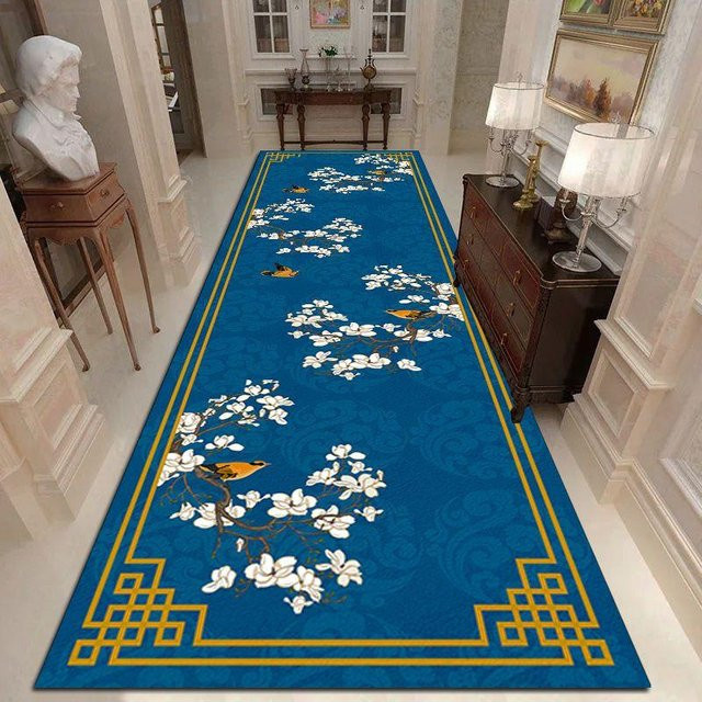 Moderner Teppichläufer Super Six mit geometrischem Design, blau, Polyester, B/T: 60 x 100 cm - Bild 1