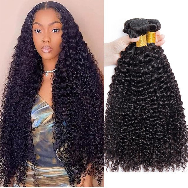 Fashowbeauty Remy Haar Extensions, Lockige Welle, Brasilianische Weben - Bild 1