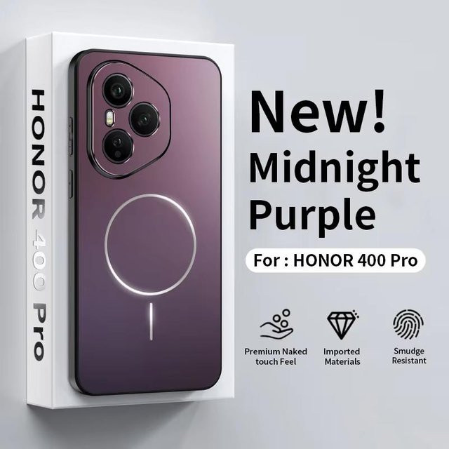 Ultradünne MagSafe Magnetische Handyhülle mit Metallic-Finish für Honor 400 Pro und Honor 400, Farbe: Purple, mit Airbag-Stoßfänger für Sturzschutz - Bild 1