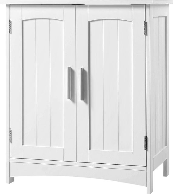 EUGAD Badezimmerschrank Weiß, Unterschrank mit 2 Türen und verstellbaren Regalfächern, B/T/H: 50 x 30 x 60 cm - Bild 1