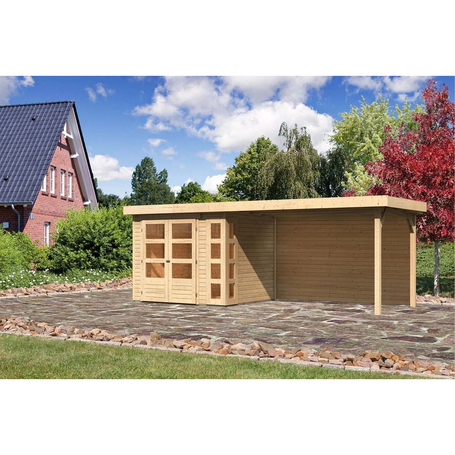 Karibu Holz-Gartenhaus Sölve Natur Flachdach Unbehandelt B/T/H: 238 x 213 x 211 cm - Bild 2