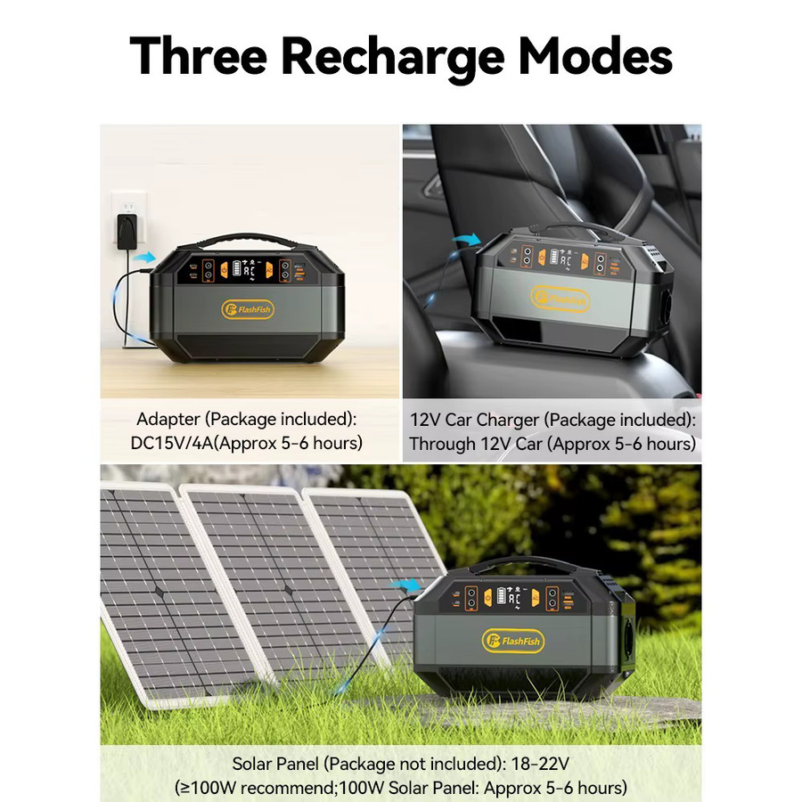 Flashfish P56 Tragbares Kraftwerk 288,6 Wh Akku Solargenerator mit 330 W AC-Ausgang und 600 W Spitze sowie 9 Ausgängen für Camping - Bild 5