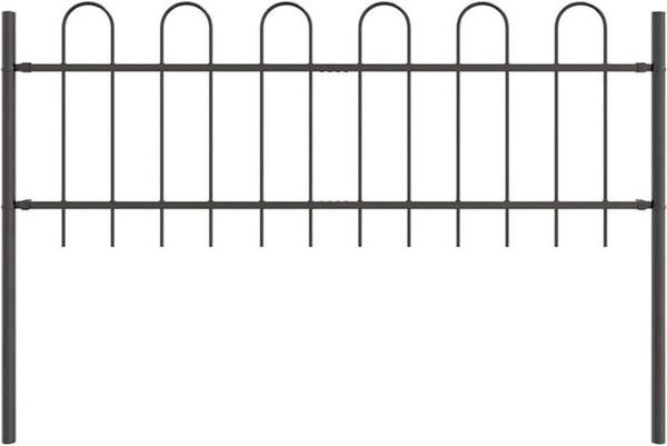 vidaXL Gartenzaun aus pulverbeschichtetem Stahl in Grau, B: 8,5 m, H: 0,6 m
