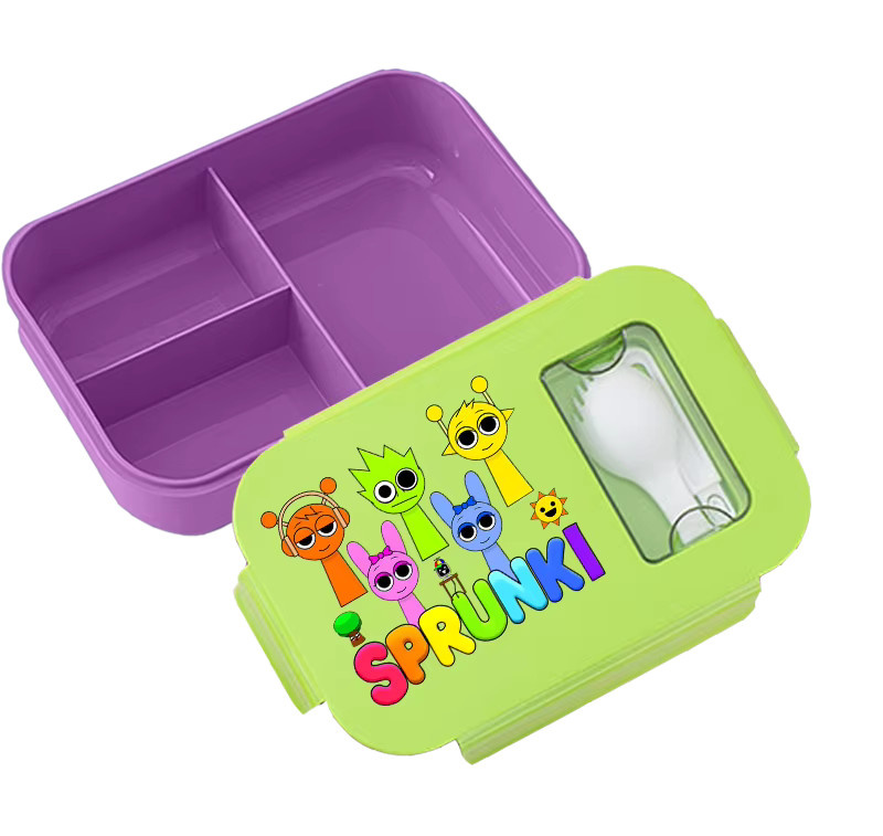 Sprunki Bento-Box Lunchbox mit Cartoon-Design, mikrowellengeeignet, Mehrfarbig - Bild 3