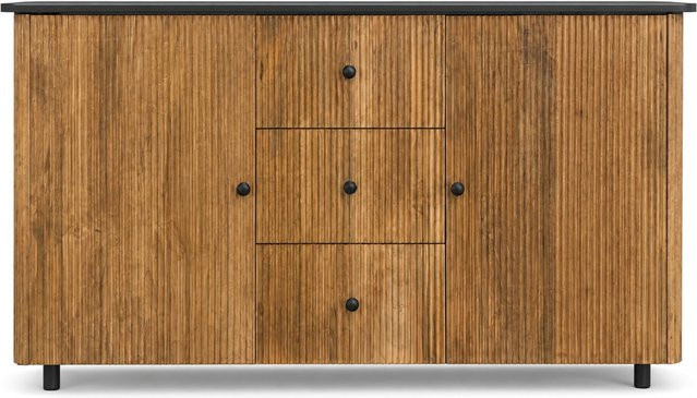 Sideboard Brix von AMD Möbel aus massivem Mango-Holz und Marmor in Braun - Bild 1