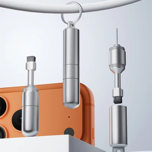 Macdot Werkzeug-Set für iPhone und AirPods mit SIM-Karten-Entfernungswerkzeug, Reset-Stift und Reinigungsbürste in Schwarz und Silber - Bild 1