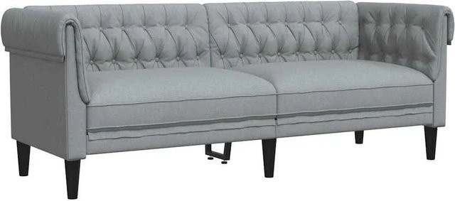 vidaXL Chesterfield-Sofa 3-Sitzer Hellgrau aus Stoff mit Massivholzrahmen B: 201,5 cm, H: 74,5 cm, T: 74,5 cm - Bild 1