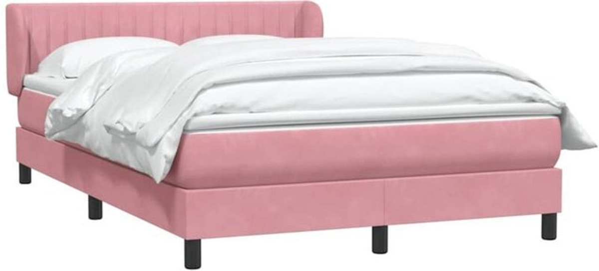 vidaxl Boxspringbett mit Matratze in Rosa aus Samt, B/T/H: 140 x 220 cm - Bild 1