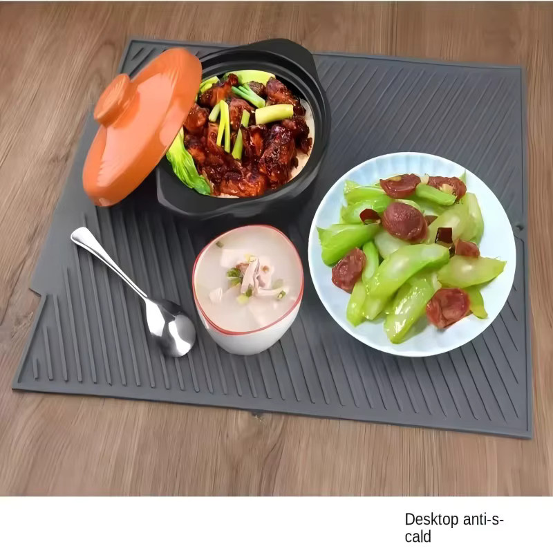 HOCOSHINE Silikon Ablaufmatte für Küche und Geschirr, grau, rutschfest, rechteckig - Bild 2