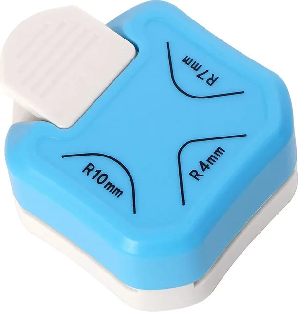 3-in-1 Eckenabrunder von YTYIN aus Metall und Kunststoff in Blau für Scrapbooking und Bastelarbeiten mit 4mm, 7mm und 10mm Eckenstanzer für Papier - Bild 1