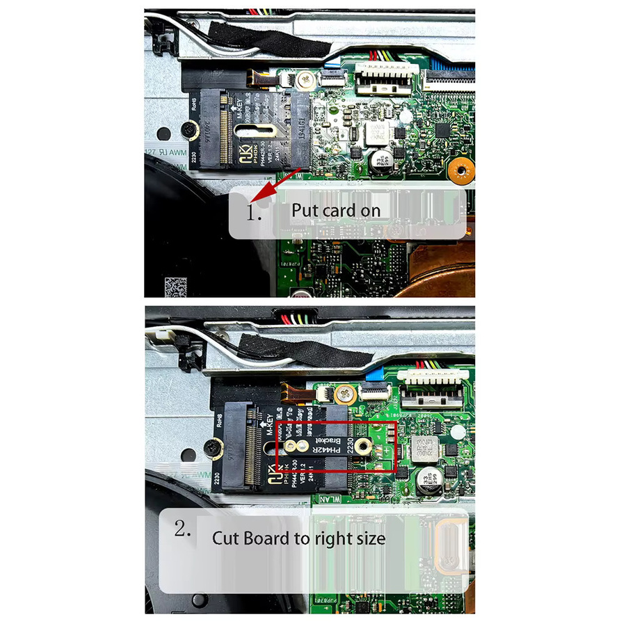 OULLX M.2 NVMe A+E zu M-Key NVMe SSD Erweiterungskarte für PCIe 4.0, WLAN/WWAN/LTE Modulboard Konverter in Schwarz - Bild 2