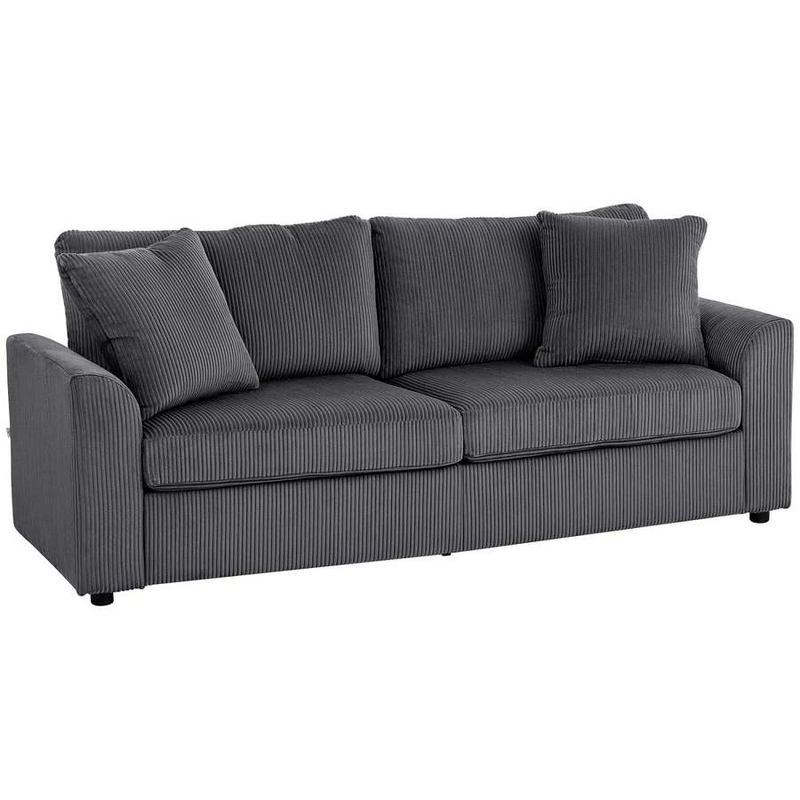 HOMCOM 3-Sitzer Sofa aus Polyester und Stahl in Dunkelgrau, B/T/H: 212 x 80 x 88 cm - Bild 2