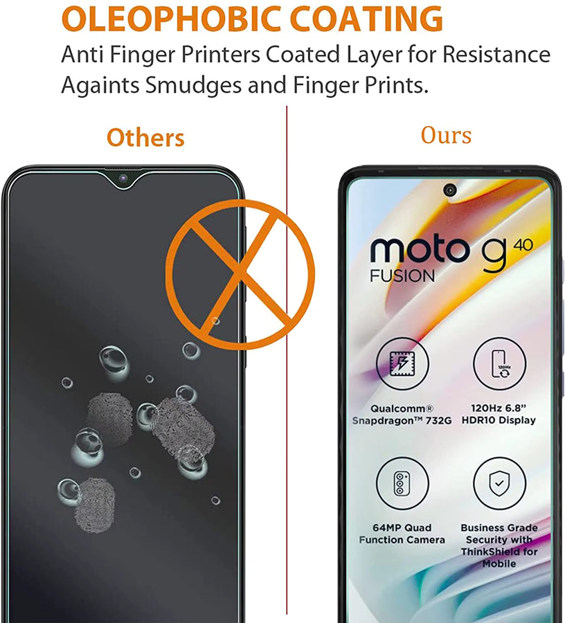 3er-Pack Displayschutzfolie aus gehärtetem Glas für Motorola Moto G60, G60S und G40 Fusion 5G Plus, transparent - Bild 3