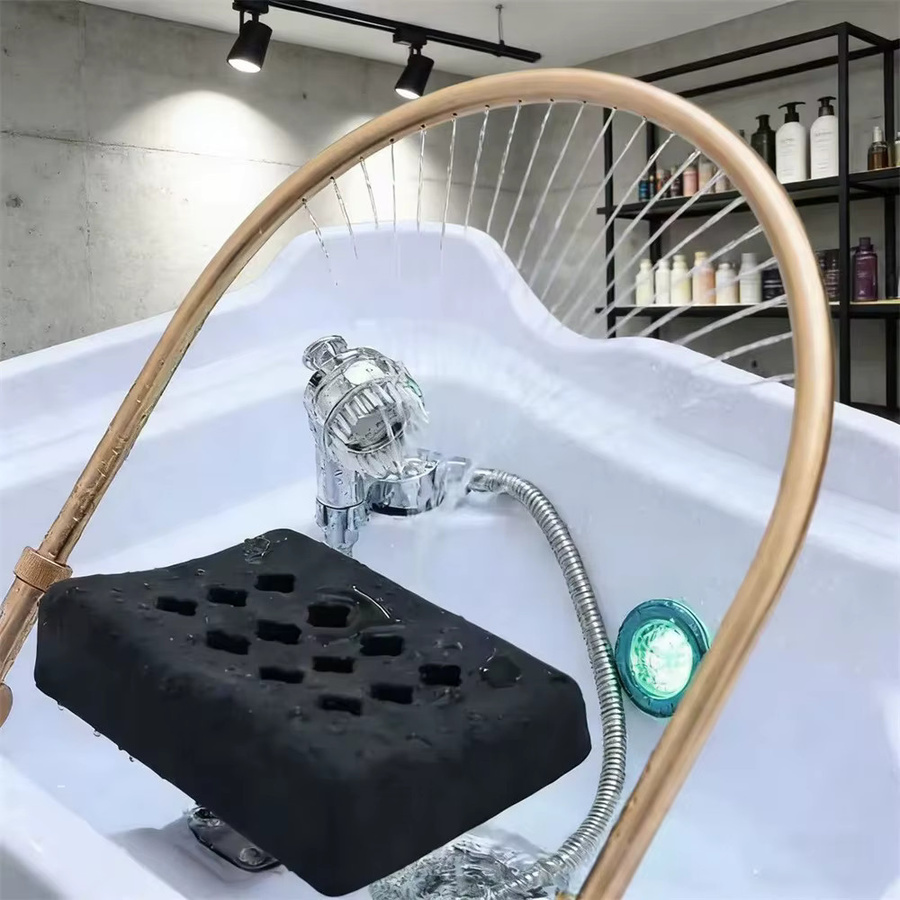 YQXH Tragbares Kopfwaschbecken mit Massagefunktion und Haarwaschstuhl für Friseursalons, Farbe: Weiß - Bild 4