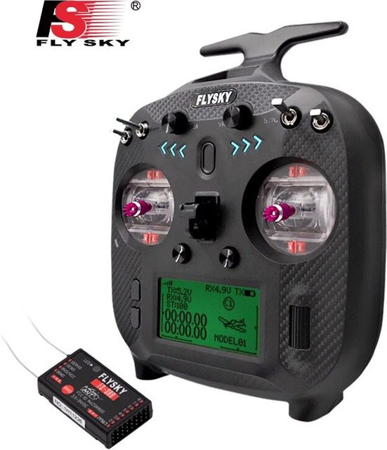 Flysky FS-ST8 8-Kanal RC-Sender mit Empfänger, Fernsteuerungssystem, black - Bild 1