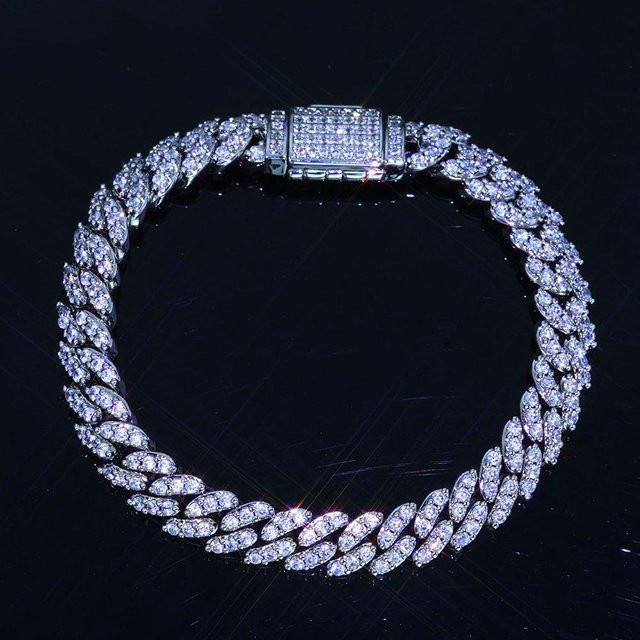 YIRAN Cuban Link Kette, Kupfer, Gold, Zirkonia, 22,86 cm, Unisex - Bild 1