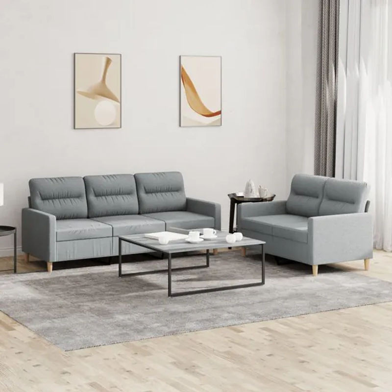 Vidaxl 2-teiliges Lounge-Set in Grau mit Stoffbezug im modernen Design - Bild 1