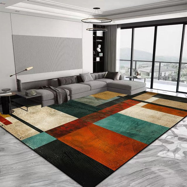 Karpetti Nordischer Luxus Teppich mit geometrischem Design in Rot, rutschfest und wasserabsorbierend, B/T: 200 x 200 cm - Bild 1