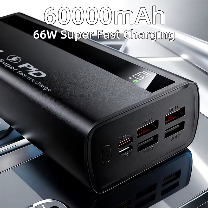 Cohana Powerbank 60000mAh mit 66W Schnellladefunktion in Weiß für iOS und Android, tragbares Ladegerät für 5 Geräte - Bild 5