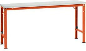 Manuflex Grundtisch UNIVERSAL Spezial höhenverstellbar in Melamin lichtgrau und rotorange B/T: 175 x 80 cm - Bild 1