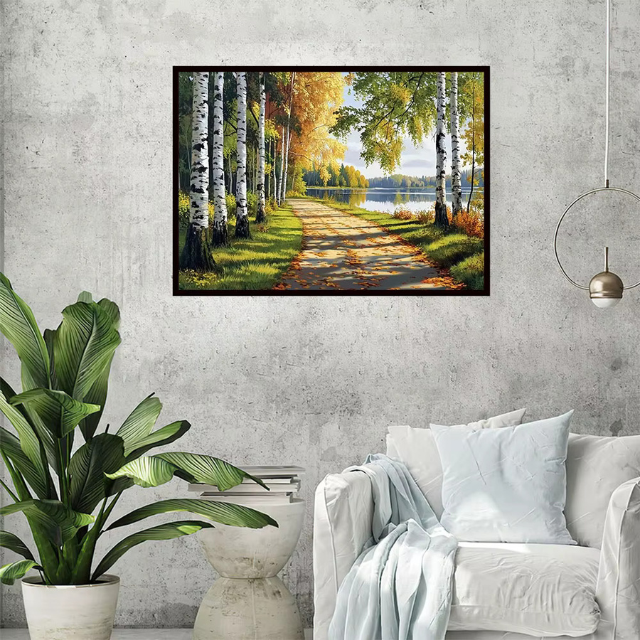 Momoart Street Diamond Painting Landschaft Baum DIY Bastelset mit runden Steinen in Multicolour, B/H: 20 x 30 cm - Bild 3