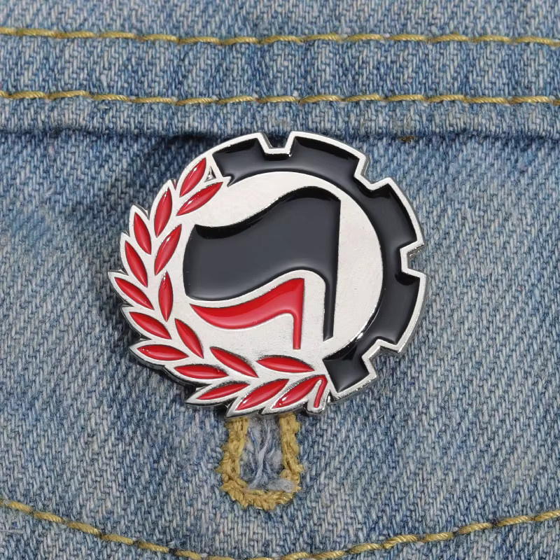 Brosche Antifascista Emaille Pins, Schwarz, Rot, Unisex - Bild 4