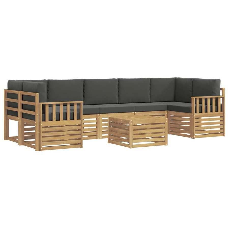 vidaXL Outdoor-Sofagarnitur 8-teilig aus Akazienholz mit Polstern in Anthrazit und Weiß - Bild 2