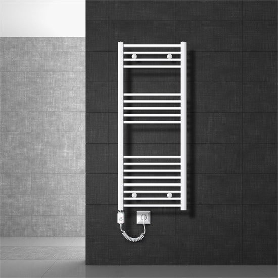 Elektrischer Badheizkörper LuxeBath mit Heizstab 1200W in Weiß, gebogen mit Seitenanschluss, B/T/H: 50 x 10 x 120 cm - Bild 1