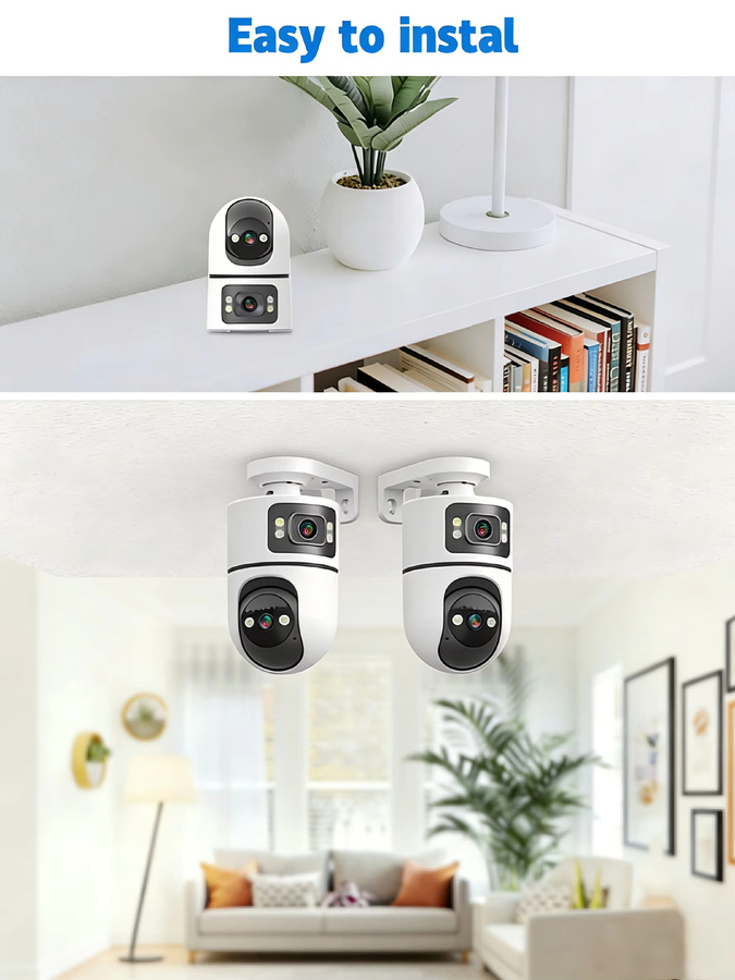 SZSINOCAM 2er Set WLAN Schwenk-Neige Außenkamera, Drahtlose IP-Videoüberwachungskamera in Weiß mit HD-Video und Kabelversion - Bild 6
