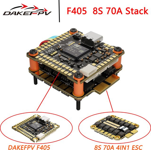 DAKEFPV F405 V3 Flight Control FC 3-8S 60A 70A ESC F405 STACK, black - Bild 1