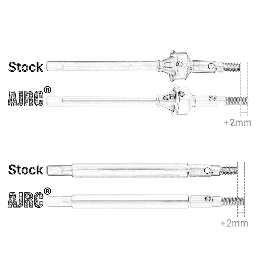 Ajrc Erweiterte 2mm Gewinde Edelstahl Vorder- und Hinterachswellen, 1:18, Zubehör - Bild 2