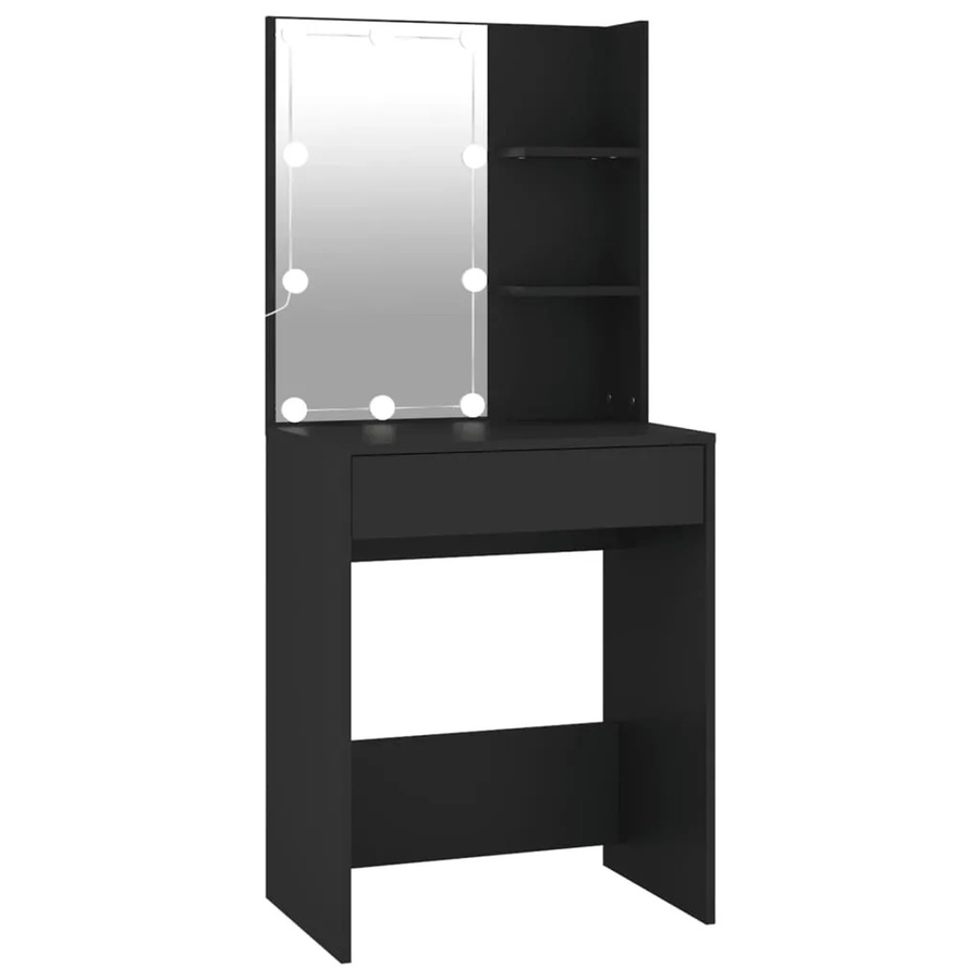 vidaXL Schminktisch Hollywood LED Schwarz B/T/H: 60 x 40 x 140 cm - Bild 2