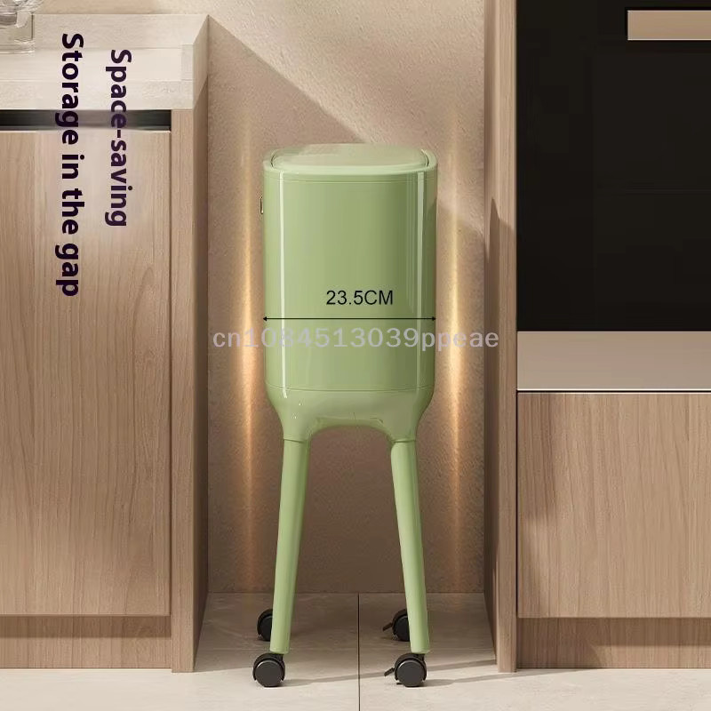 JETTING No-Bend Mülleimer mit Deckel aus Kunststoff in Weiß oder Grün, ovaler Abfallbehälter für Küche und Wohnzimmer mit Touch-Funktion - Bild 2