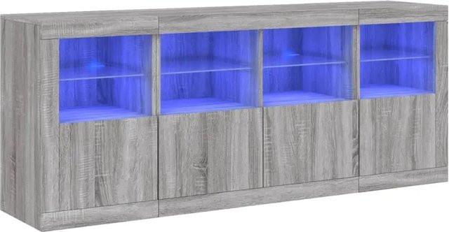 vidaXL Sideboard modern in Grau Sonoma mit integrierter LED-Beleuchtung und Glaselementen, B/T/H: 163 x 37 x 67 cm - Bild 1