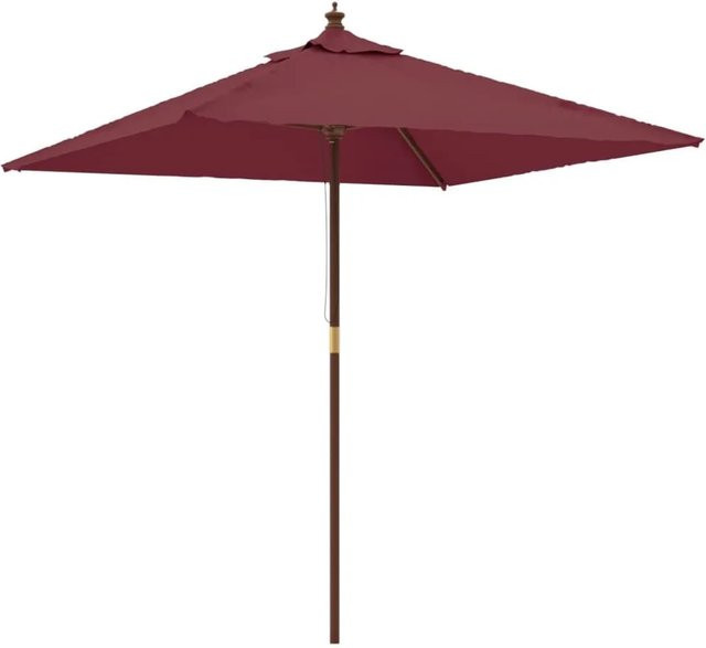 vidaXL Sonnenschirm mit Holzmast aus Bambus und Polyester in Bordeauxrot, B/T/H: 198 x 198 x 231 cm - Bild 1