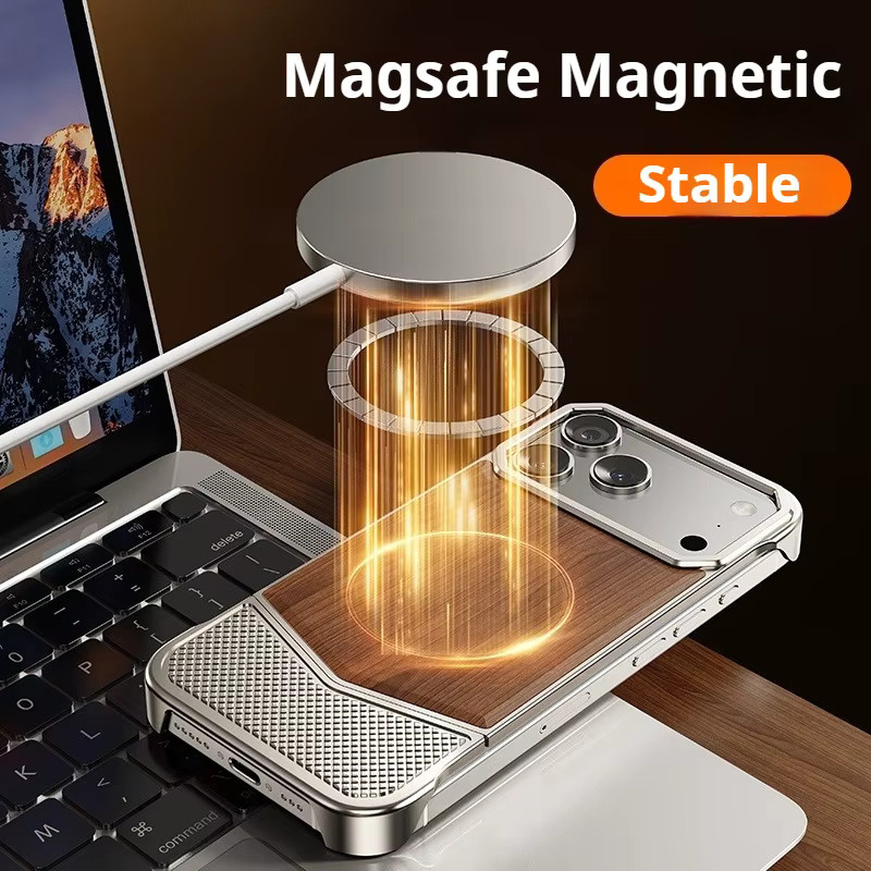 Eary Solide Holz-Handyhülle für iPhone 17 Pro Max mit MagSafe Magnetischem Rahmenlosen Stoßfestem Fallschutz in Schwarz oder Braun - Bild 2