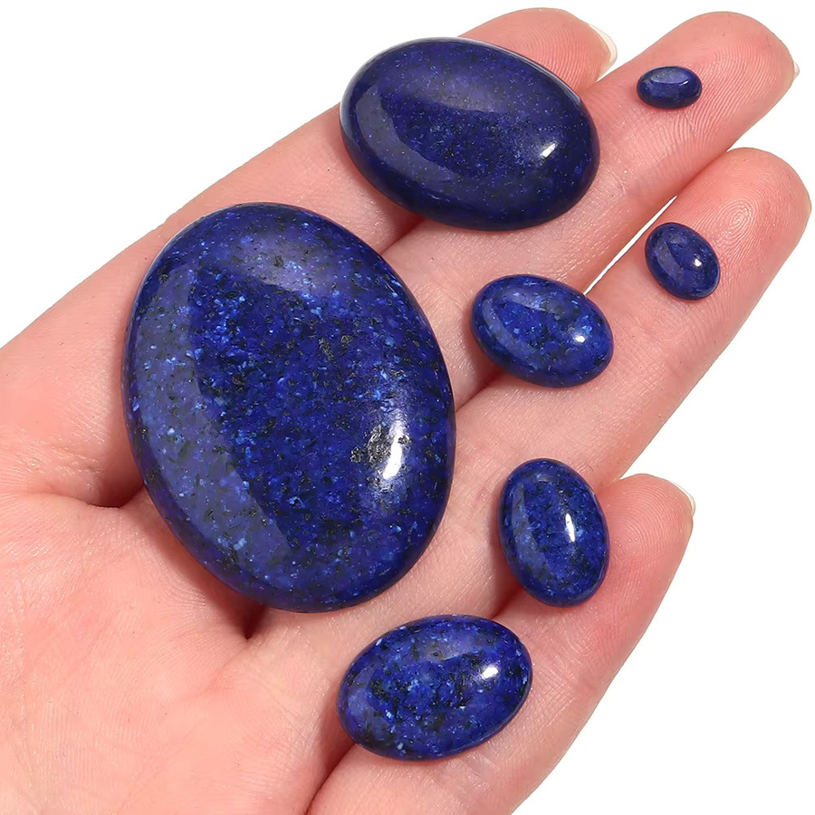 Lazurite Cabochon Perlen, Naturstein, Oval, Flatback, Unisex - Bild 4