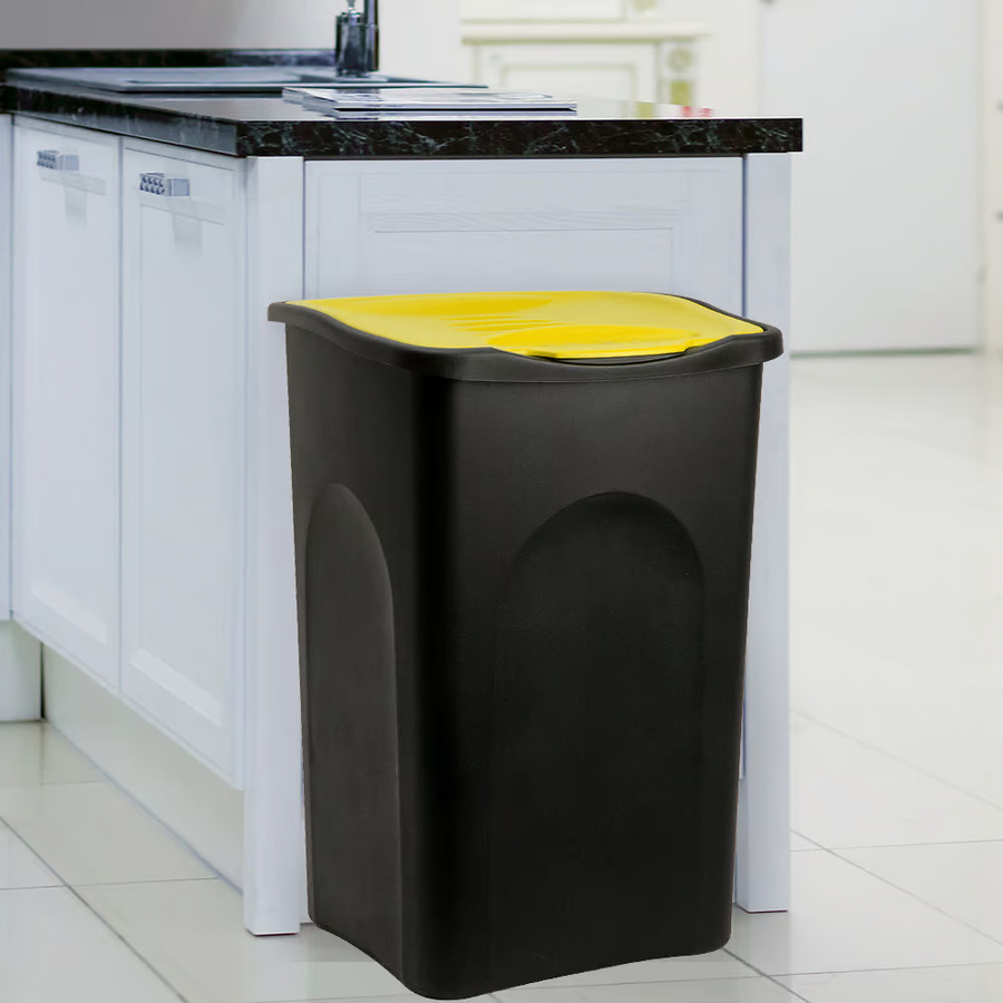Stefanplast Mülleimer aus Kunststoff in Schwarz und Gelb mit 50 l Fassungsvermögen - Bild 2