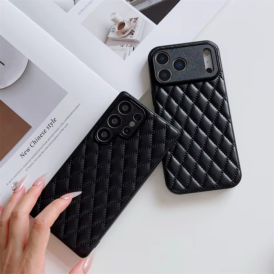 Luxuriöse Handyhülle aus PU-Leder mit Rautenmuster für Samsung Galaxy S26 S25 S24 S23 S24 FE S23+ S23 Plus A56 A55 A54 A53 A36 A35 A26 in Schwarz - Bild 2