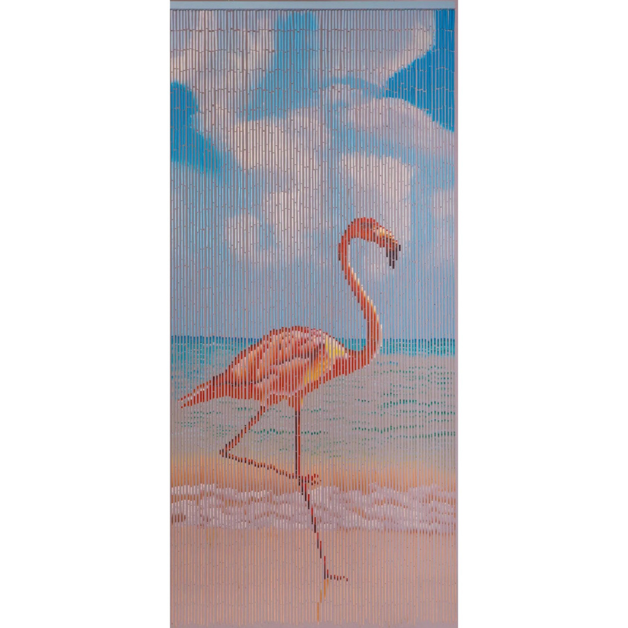 CONACORD Dekorationsvorhang mit Flamingo-Motiv in Blau und Rosa, B x H: 90 x 200 cm - Bild 2