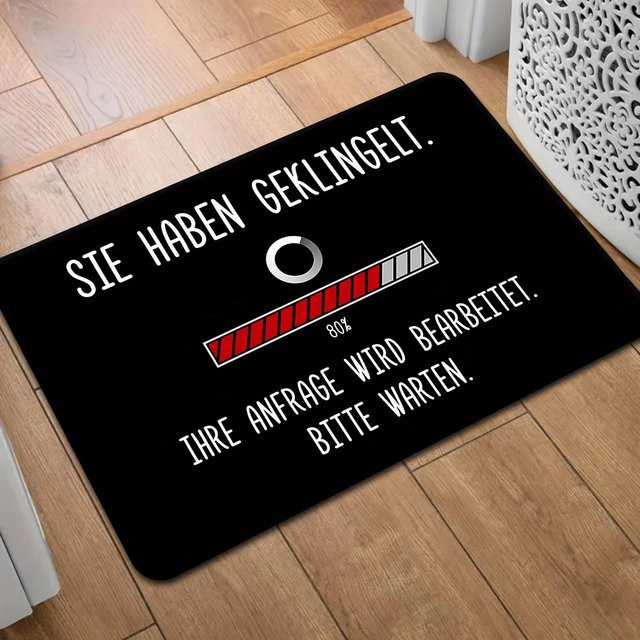 Humorvolle Fußmatte CSQ Five mit deutschem Text Anfrage zur Bearbeitung der Türklingel, schwarz, B/T: 60 x 40 cm - Bild 1