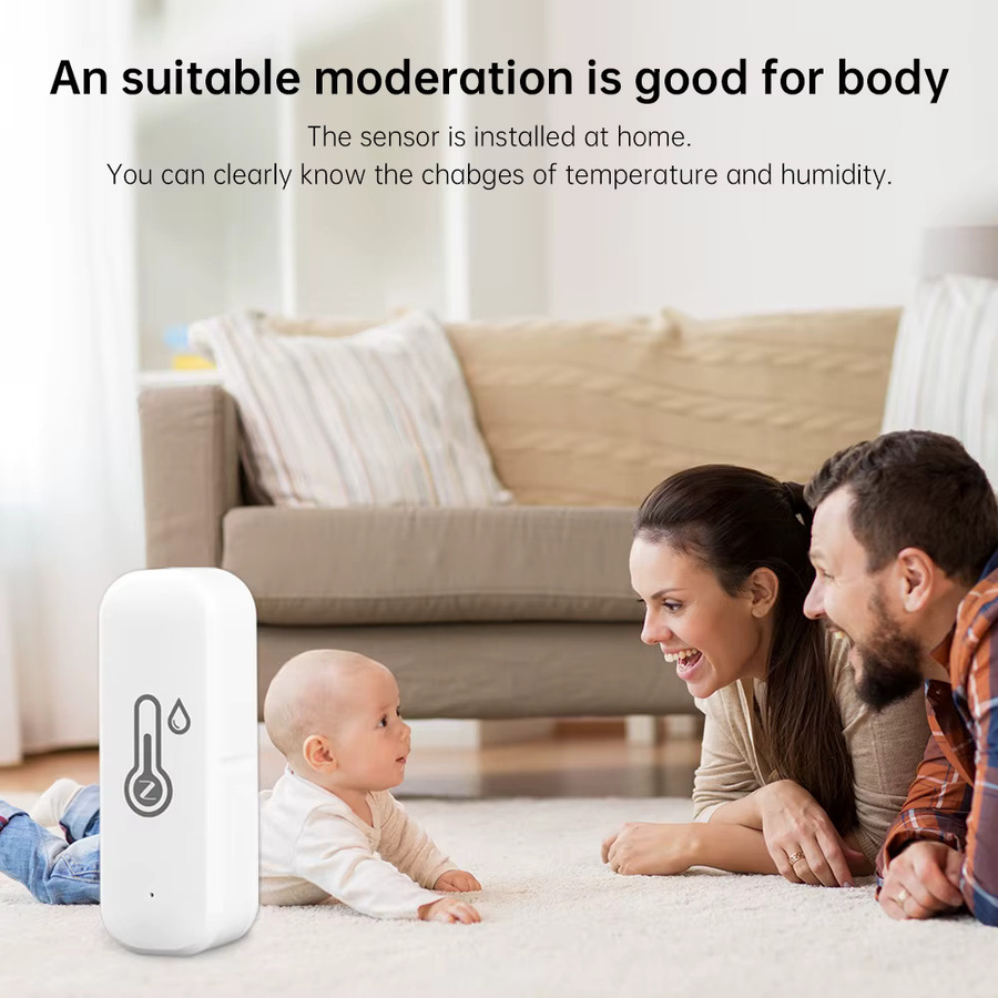 Smart-Temperatur- und Luftfeuchtigkeitssensor WiFi/Zigbee für Smart Life, kompatibel mit Tuya, Alexa und Google Home, Farbe: Weiß - Bild 2