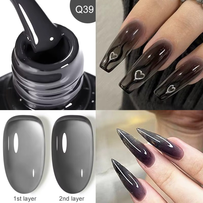 LILYCUTE Nagellack Black Jelly, 7 ml, Schwarz, Glänzend - Bild 2
