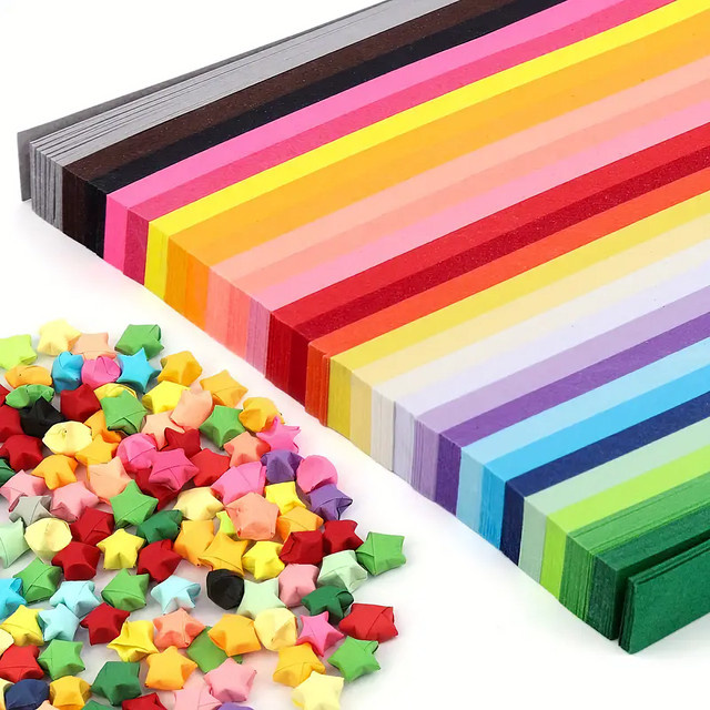 1030 Blatt doppelseitiges Origami-Sternpapier-Set in 27 Farben für DIY Lucky Star Bastelarbeiten, mehrfarbiges Bastelpapier in Matt-Optik - Bild 1