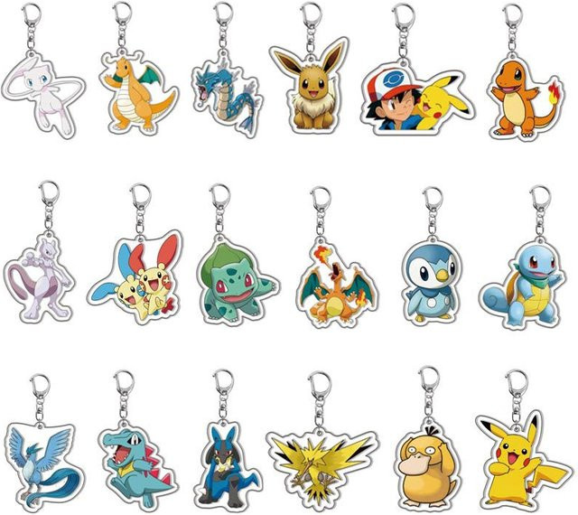 Bandai Pokémon Acryl Schlüsselanhänger Pikachu Rowlet Mewtwo Gengar Eevee Squirtle Lucario Gyarados Psyduck, Set / Bundle - Bild 1
