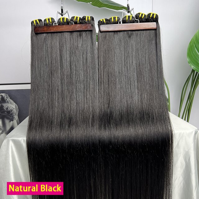 DEENTOSHAIR Echthaar-Bündel Haarverlängerungen, Natur Schwarz, Unisex - Bild 1