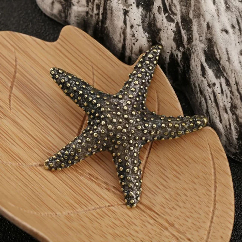 Massives Messing-Seestern Ornament in Gold als Vintage Deko-Figur - Bild 1