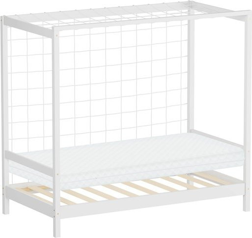 ML-Design Kinderbett Fußballtor aus Kiefernholz mit Matratze und Lattenrost, Weiß, B/T/H: 160 x 80 x 86 cm - Bild 1