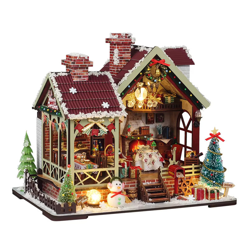 Battoom Weihnachten Puppe Haus Montage Modell, 3D Cartoon Puzzle, Bunt / Mehrfarbig - Bild 7