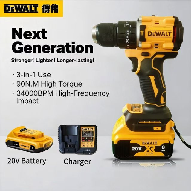 DeWalt DCD805 20V Akku-Schlagbohrschrauber Brushless Kit in Gelb mit Akku - Bild 1